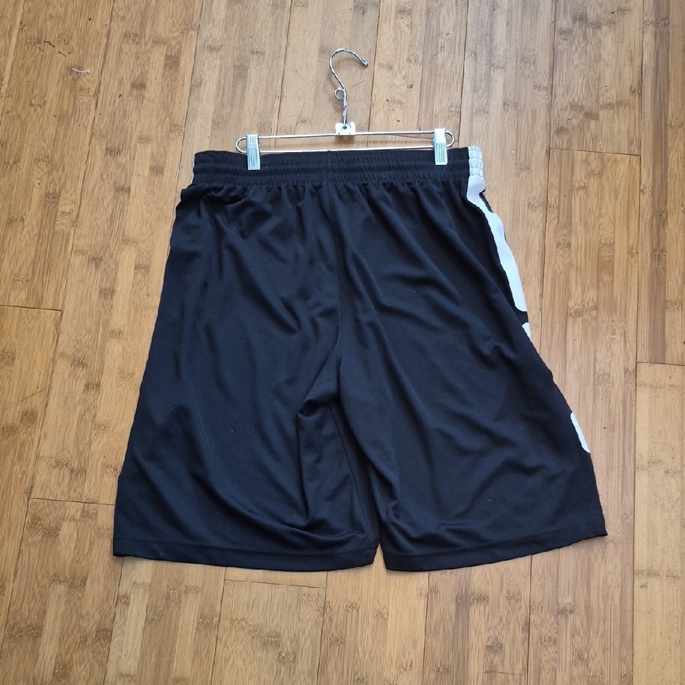 Men's Black Athletic Shorts with White Side Panels - Picture 2 of 3